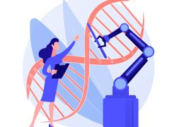 Bioethics abstract concept vector illustration. Medical ethics, biological research, dna, genetic biotechnology, biotech researcher, criminal doctor scientist, lab experiment abstract metaphor.